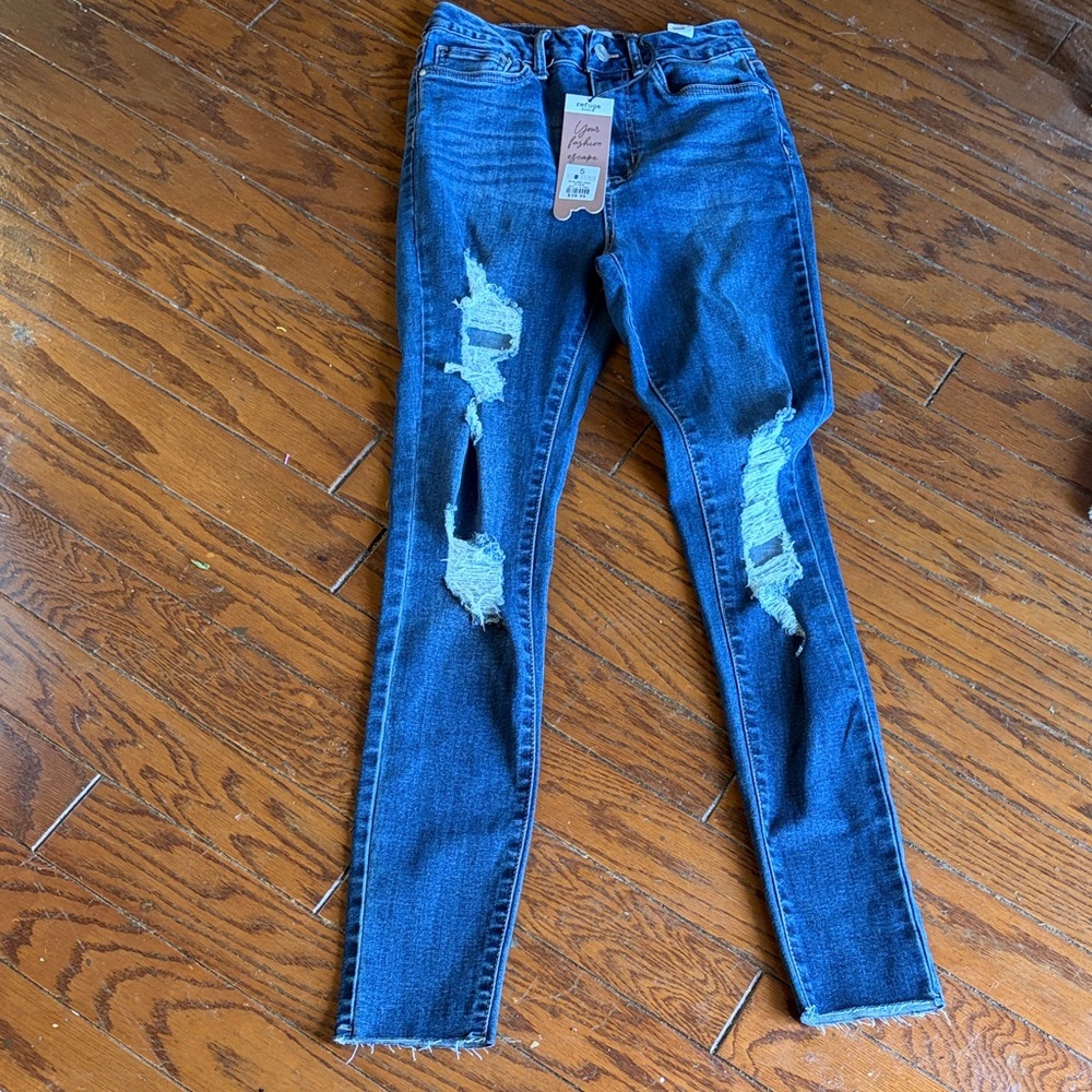 Columbia Dark Blue Distressed Skinny Jeans